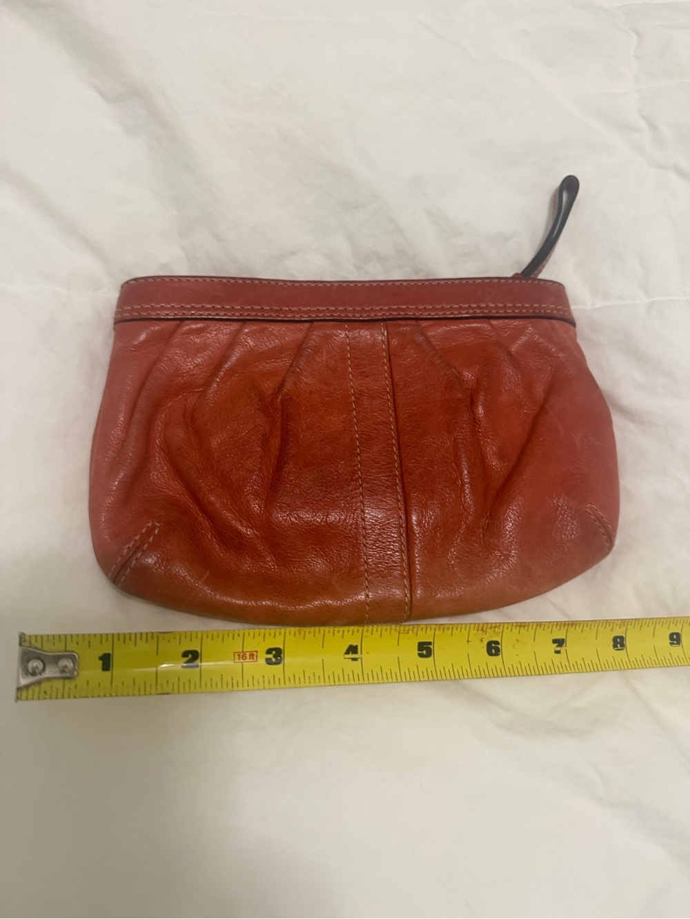Coach Rust Orange Leather Wristlet Clutch